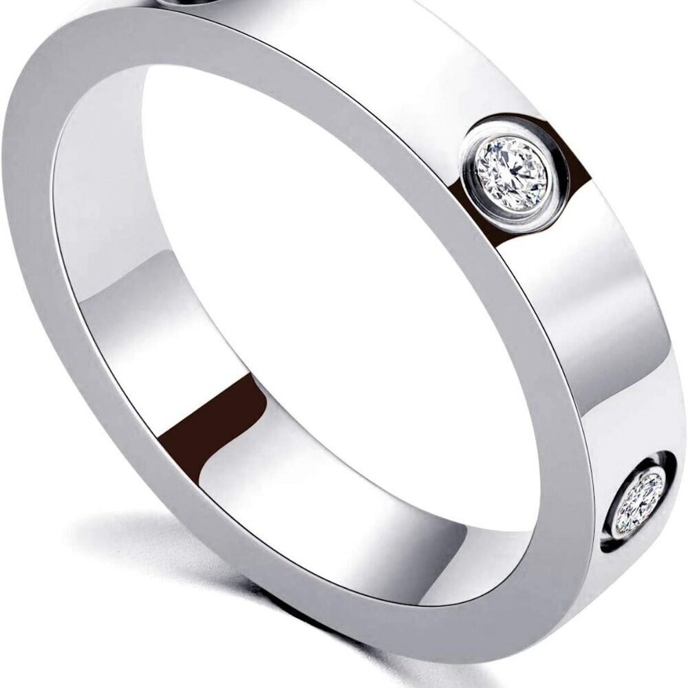 Love Friendship Ring 18K Gold Silver Rose Plated Cubic Zirconia Stainless Steel